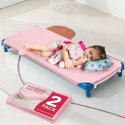 RowinsyDD 2 Pcs Pink Microfiber Cot Sheets 23x51