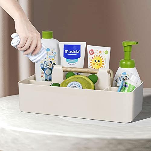 ChengFu Baby Shower Caddy Portable Storage Organizer Tote with Wood Handle