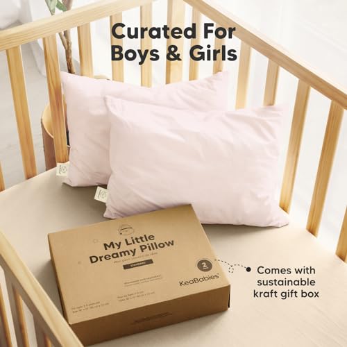 KeaBabies Toddler Pillow 2-Pack Mist Pink