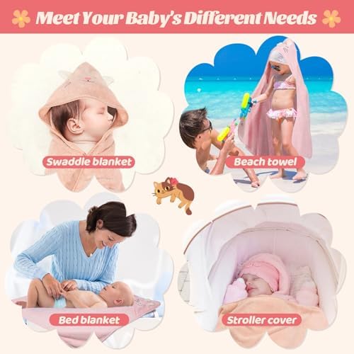12 PCS Hooded Baby Towels Set for Kids and Newborns