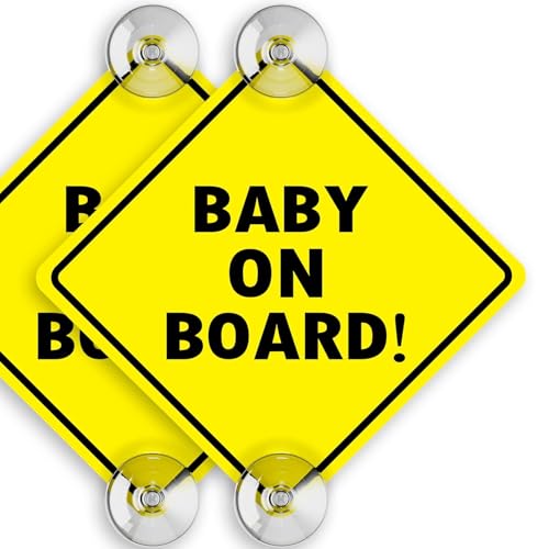 Baby On Board Sign with Suction Cups 5x5 Inch