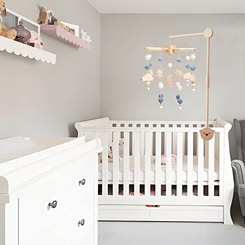 Boho Baby Crib Mobile with Cloud Stars and Moon Decor