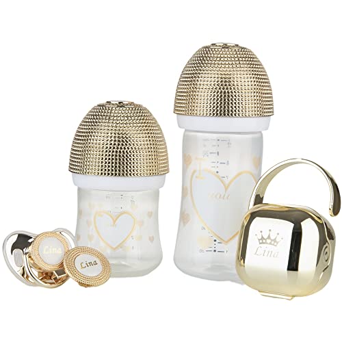 MIYOCAR Luxurious 4pcs Bling Baby Pacifier Set with Name
