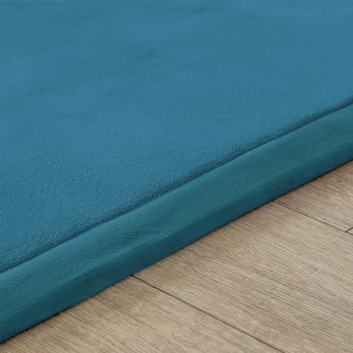 Loartee Velvet Play Mat for Toddlers Blue 49x49