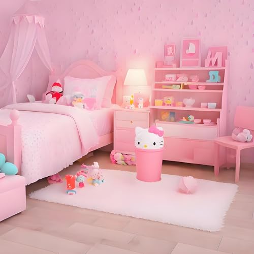 2 Gallon Cute Pink Kids Trash Can for Bedroom