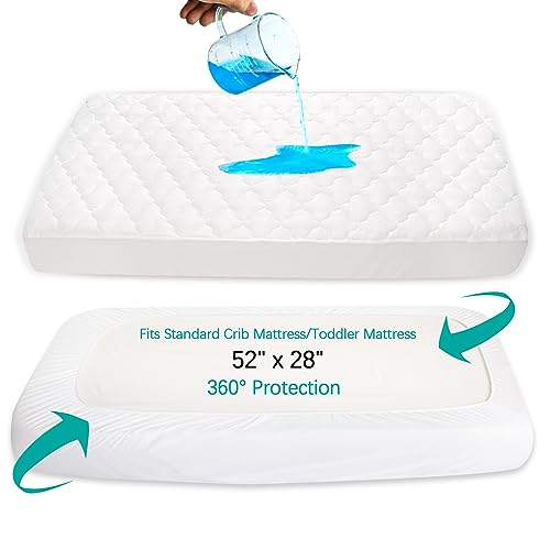 Biloban Crib Mattress Protector Sheet Fitted Waterproof 52x28