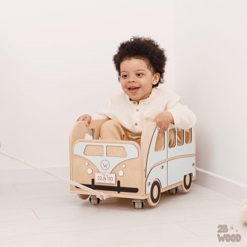 Personalized Wooden Toy Box with Wheels for Kids