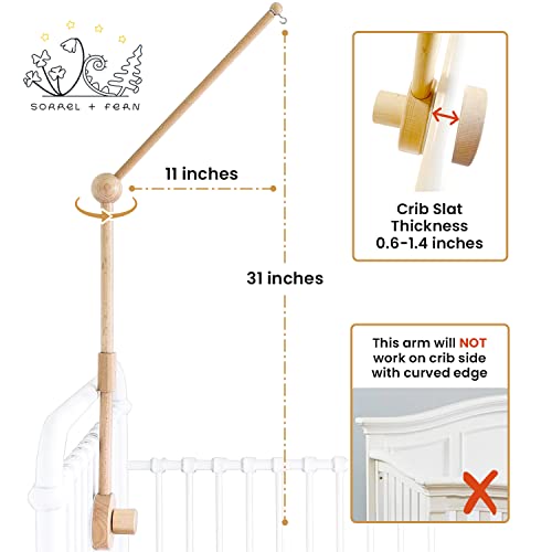 Baby Crib Mobile Holder - 31 inch Natural Beechwood Arm