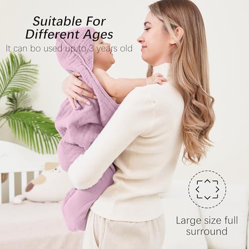 SWEET DOLPHIN Muslin Hooded Bath Towels 2 Pack Light Sakura