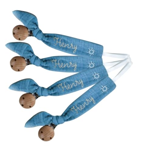 Custom Wooden Letter Pacifier Clip with Embroidery