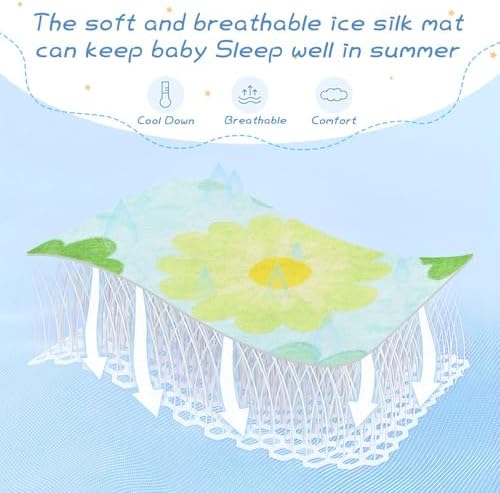 Cooling Floral Peach Blue Baby Mattress Pad Protector 28x52