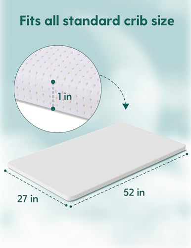 BABELIO Crib Mattress Topper Washable and Breathable 52 x 27 x 1