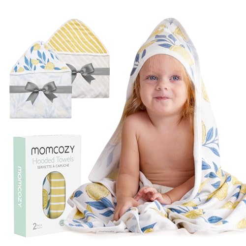 Momcozy Hooded Baby Towel Set 2 Pack Large 35x35 Inch
