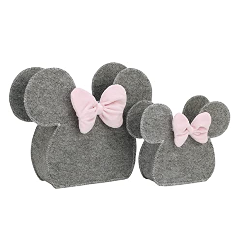 Disney Minnie Mouse Grey Pink 2 Piece Felt Storage Caddy