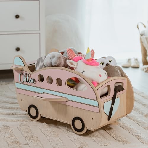 Personalized Wooden Toy Box With Wheels for Kids 1