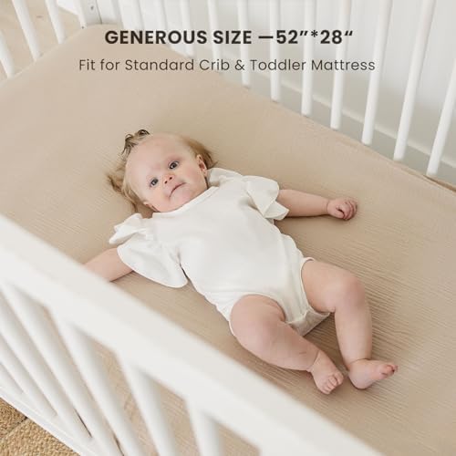 MairMore Muslin Crib Sheets 2-Pack - Soft Breathable Neutral