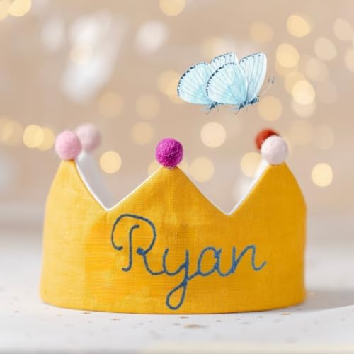 Custom Birthday Crown with Embroidered Name for Girls