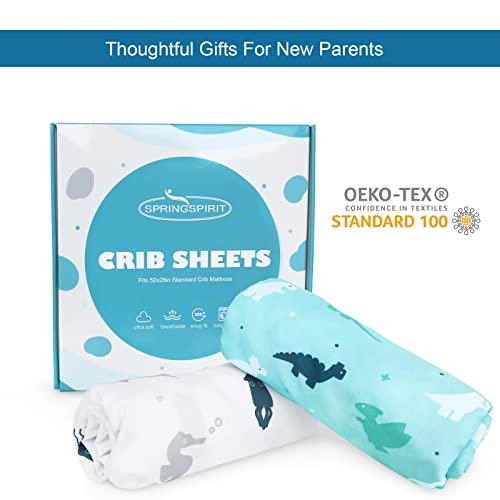SPRINGSPIRIT Crib Sheets 2-Pack Dinosaur Ocean Print