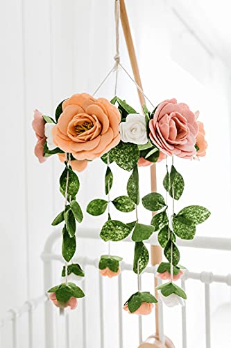 Felt Rose Baby Crib Mobile - Handmade Nursery Decor 1
