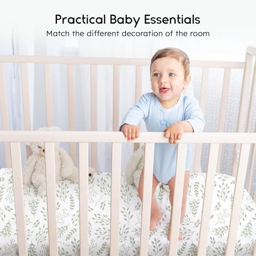 Yoofoss Crib Sheets 2 Pack Green Leaf Microfiber