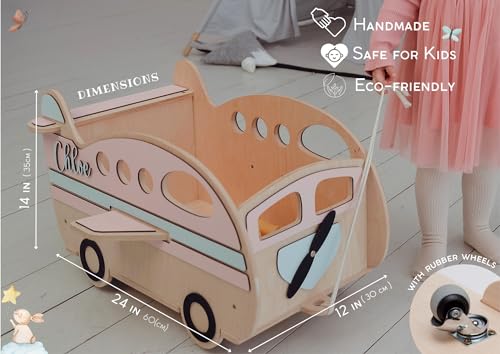 Personalized Wooden Toy Box With Wheels for Kids 1