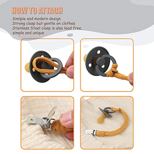 Sugee Pacifier Clip Holder 4 Pack Universal Braided Leash