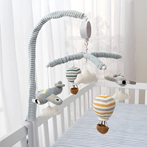 Living Textiles Baby Mobile - Sky Hot Air Balloon 12 Lullabies Calming Soother Blue