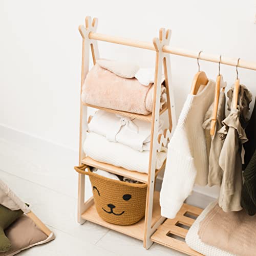 Montessori Wooden Clothing Rack for Toddler Kids