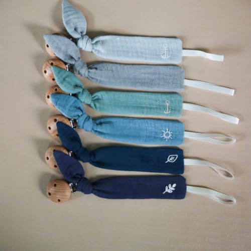 Handmade Baby Pacifier Clips with Wooden Handle