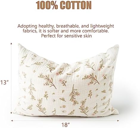 Konssy Muslin Toddler Pillowcase 2 Pack - Pink Floral