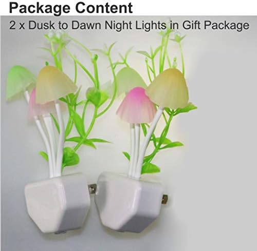 AUSAYE 2 Pack LED Sensor Night Light Mushroom Decor