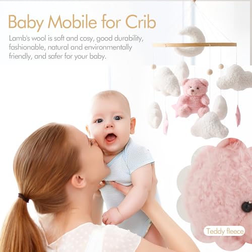 EERKEOD Velvet Bear Nursery Mobile for Crib