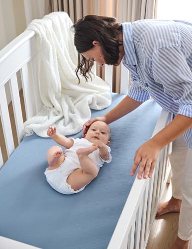 Momcozy Blue Star Moon Muslin Crib Sheets 2 Pack