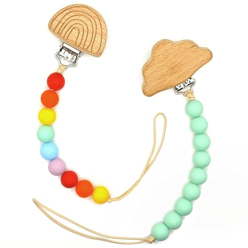 Canjolie Wood Paci Clips 2 Pack for Baby