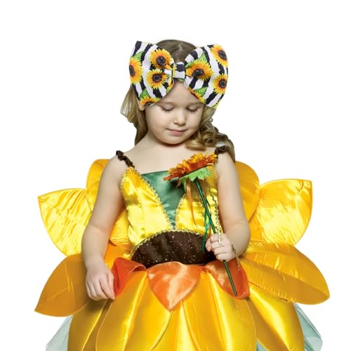 YanJie Baby Girls Headband with Bow Sunflower Printed Wide Elastic Headwrap 2 Count