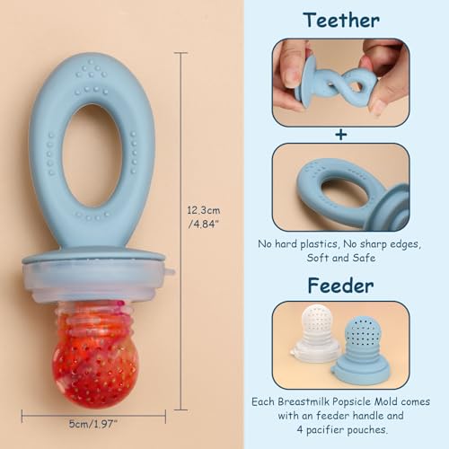 Baby Food Containers Feeder Pacifier Set Blue Red