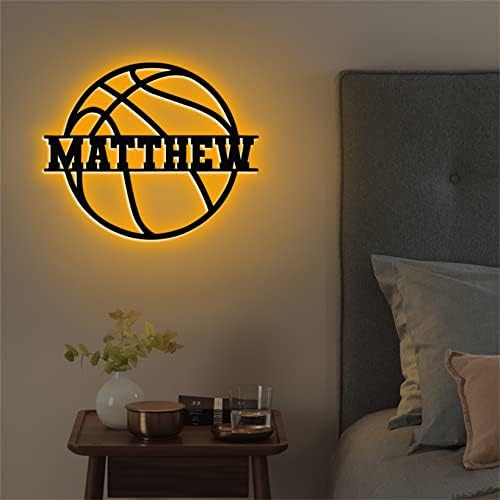 Personalized Basketball Name Sign Lamp Wall Decor for Kids