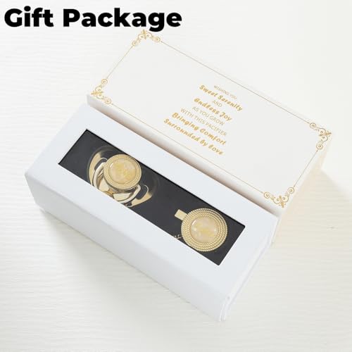 MIYOCAR BPA Free Pacifier Clip Set with Gold Silver Design