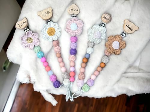 Handmade Custom Crochet Pacifier Clip for Boys and Girls