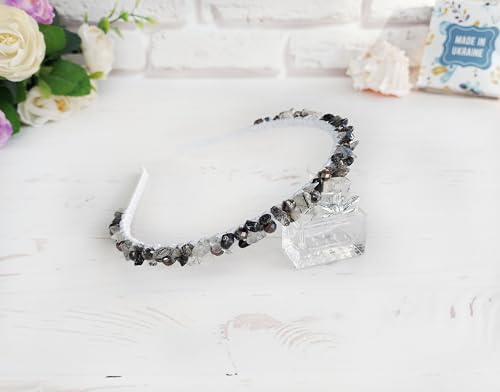 Navy Blue Quartz Beaded Hairband for Women