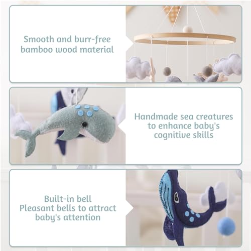 Ikubigu Baby Crib Mobile Ocean Animals