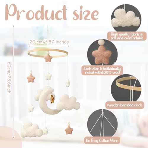 CroBlissful Crib Mobile - Stars Moon Cloud Boho Neutral