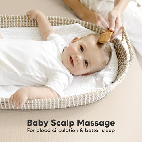 KeaBabies Wooden Baby Hair Brush and Comb Set