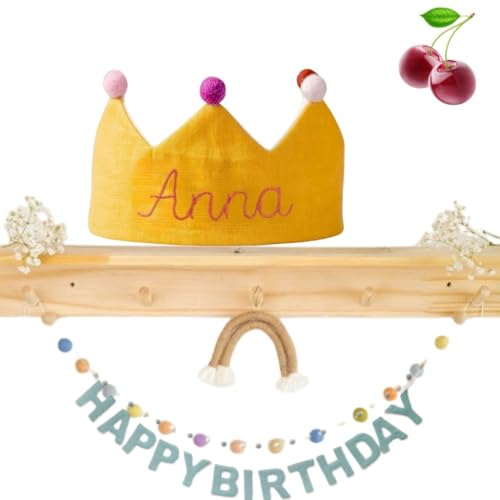 Handmade Mustard Birthday Crown with Name