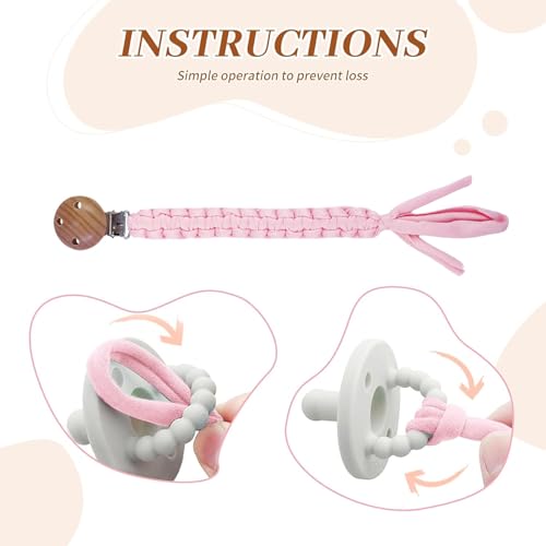 Maveek Braided Pacifier Clips 3 Pack Neutral Colors