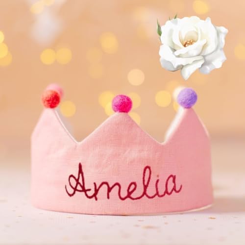 Personalized Baby Birthday Crown with Embroidered Name