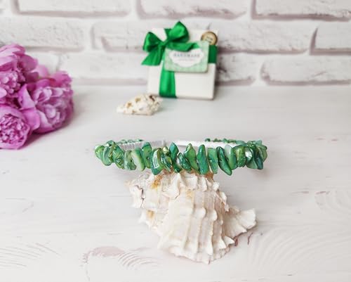 Handmade Green Pearl Crown Headband for Bridesmaid Wedding