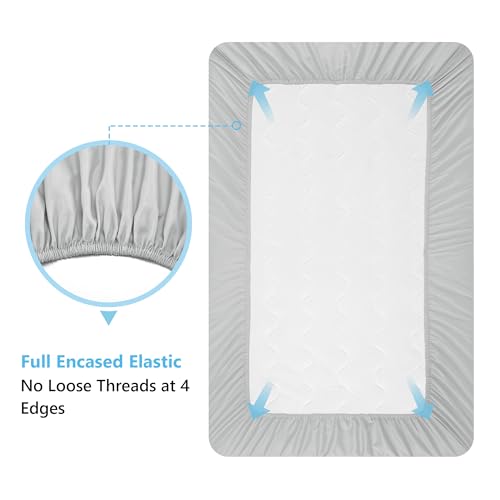 Tillyou Baby Crib Sheets 2 Pack Super Soft White Gray