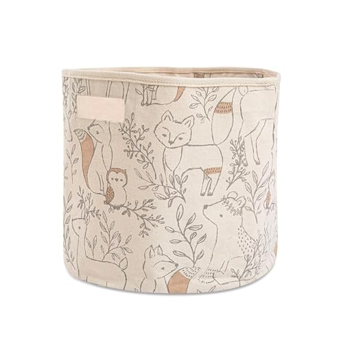Crane Baby Fabric Round Nursery Storage Basket 1