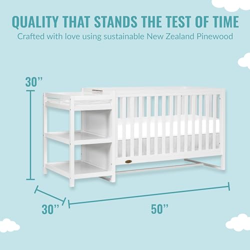 Dream On Me Milo 5-in-1 Crib Changing Table in White